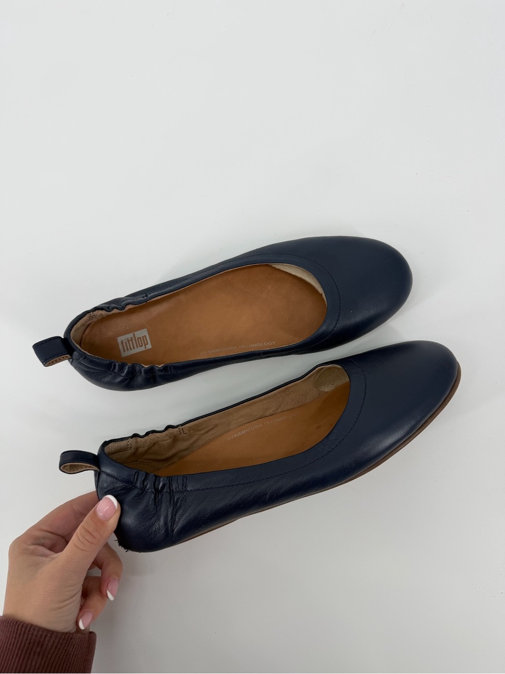 FitFlop Navy Leather Ballet Flats Women’s Size 7.5 Comfort Shoes